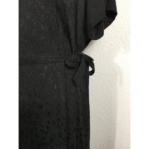 Vintage 50s Peg Palmer Dress Womens Large Black Cocktail Party Side Ties Floral - Picture 11 of 13